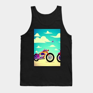 DREAMY RETRO MOTORCYCLE ON A BEACH Tank Top